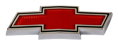 67-68 CHEVROLET PICKUP AND SUBURBAN GRILLE BOWTIE EMBLEM, CHRM/RED