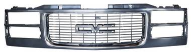 94-98 GMC GRILLE FOR COMPOSITE HEADLIGHTS BLACK (PAINT TO MATCH) WITH CHROME TRIM