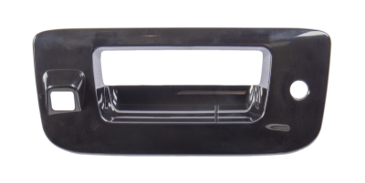 07-13 CV SILVERADO AND MC SIERRA TAILGATE HANDLE BEZEL, SMOOTH BLACK, W/KEY HOLE, W/CAMERA