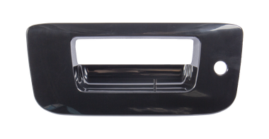 07-13 CV SILVERADO AND MC SIERRA TAILGATE HANDLE BEZEL, SMOOTH BLACK, W/KEY HOLE, W/O CAMERA