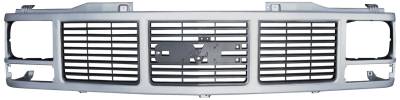 KP - 88-93 GMC PICKUP SINGLE HEADLIGHT GRILLE SILVER AND BLACK