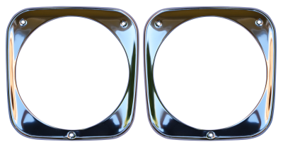 64-66 CHEVROLET P/U, SUBURBAN AND PANEL TRUCK ALUMINUM H/L BEZEL SET (2PC)