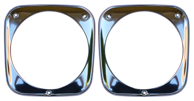 64-66 CHEVROLET P/U, SUBURBAN AND PANEL TRUCK ALUMINUM H/L BEZEL SET (2PC)