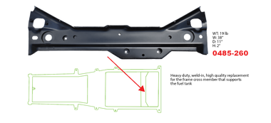 97-06 WRANGLER GAS TANK SUPPORT FRAME MEMBER, WELD IN - Image 2