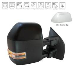 17-22 Ford Super Duty Pickup Passenger's Side Door Mirror Power Adjustment, Power Folding, Heated, Blind Spot Mirror, Housing and Mirror Turn Signal Indicator, Puddle Light, Temperature Sensor, Utility Spotlight, Paint to Match, Textured