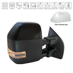 17-22 Ford Super Duty Pickup Passengers Side Door Mirror Power Adjust, Power Folding, Heated, Blind Spot Indicator and Mirror, Housing and Mirror Turn Signal Indicator, Puddle Light, Temperature Sensor, Utility Spotlight, Paint to Match, Textured